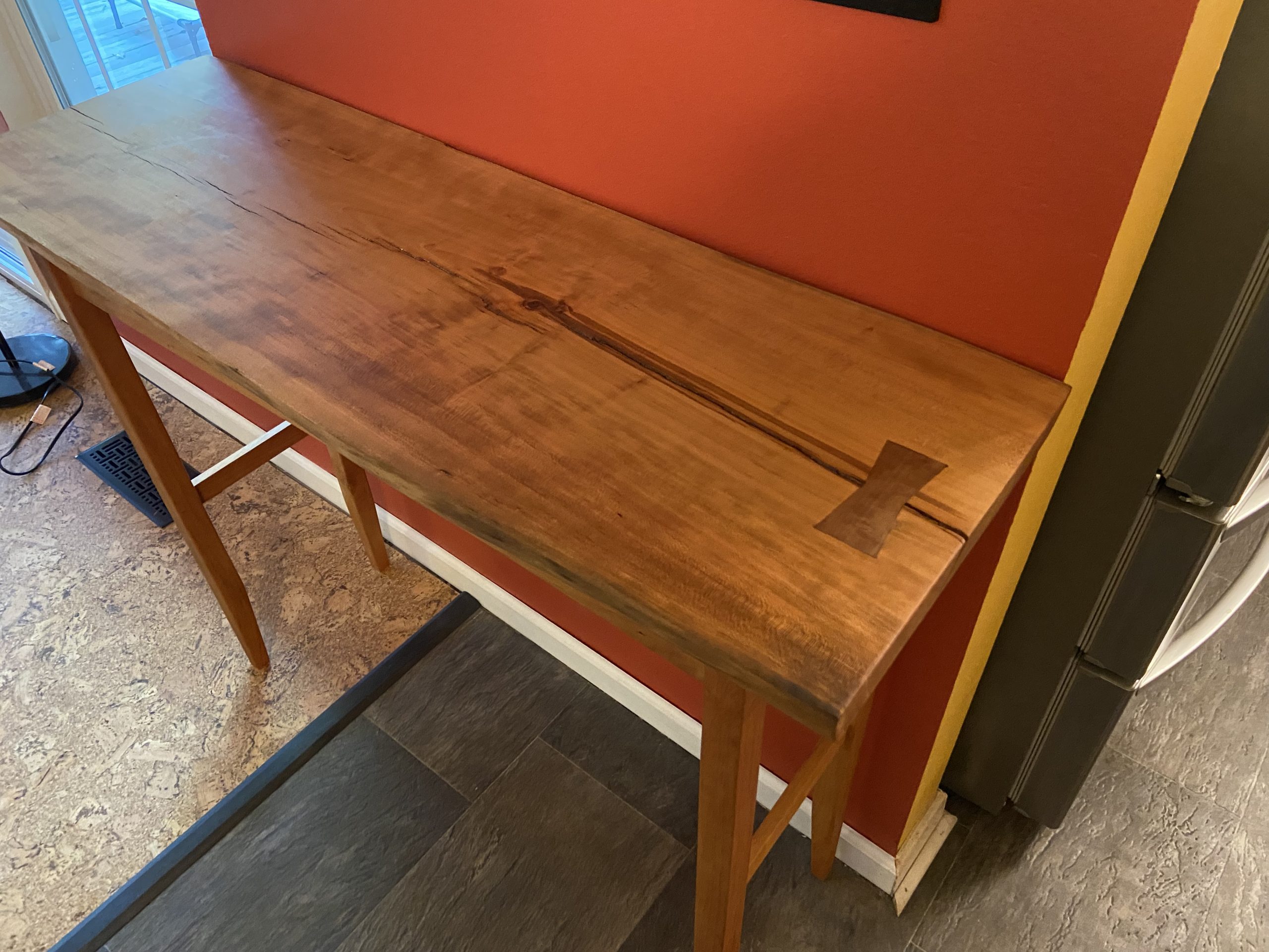 Cherry Tabletop with a walnut bowtie inlay